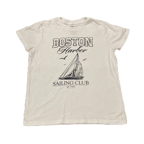 Doe Tops - Doe “Boston Harbor Sailing Club” White Graphic T-Shirt Sz. XS- Used Excellent